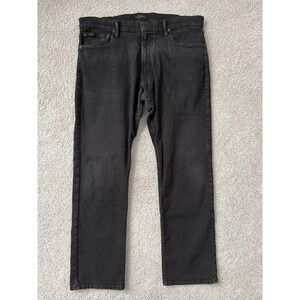 Polo Ralph Lauren Varick Slim Straight Black Jeans Mens 36x30 Faded Denim Pants